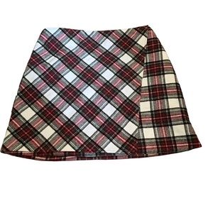 Women's Hollister Red Green & White Plaid Tartan Mini Skirt